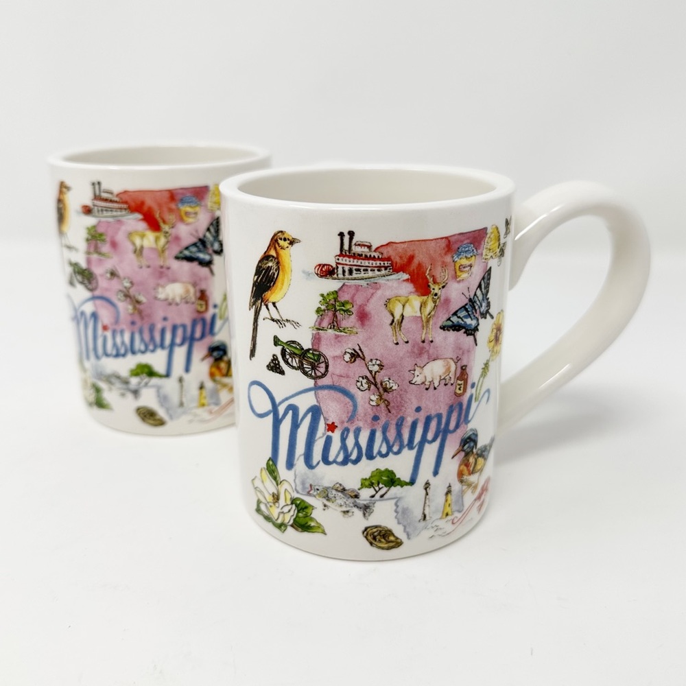 SET OF 2 ROSANNE BECK MISSISSIPPI STATE MUGS‎ BY BOSTON INTERNATIONAL